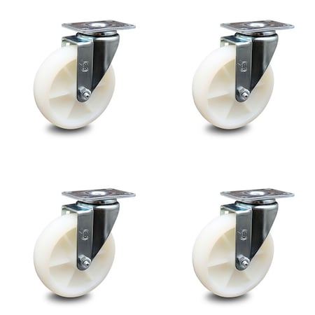 Service Caster 5 Inch Nylon Wheel Swivel Top Plate Caster Set SCC-20S514-NYS-TP3-4